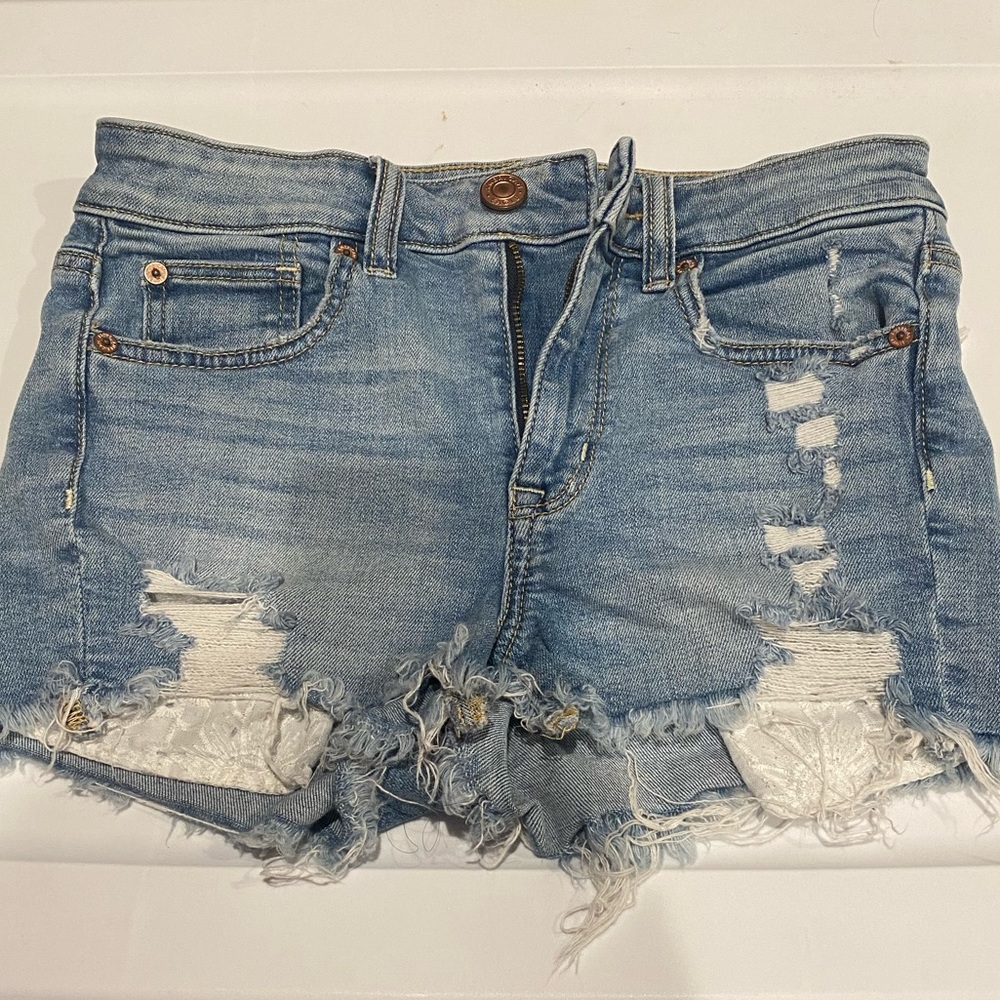 American Eagle Size 2 High Waisted Super Stretch Jean Shorts